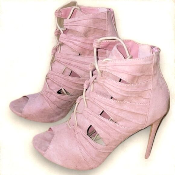 SHOE DAZZLE DAYRA MAUVE OPEN-TOE BOOTIES, SIZE  9 - Picture 4 of 15